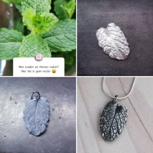 Muntblad uit zilver + ketting - Afbeelding 2