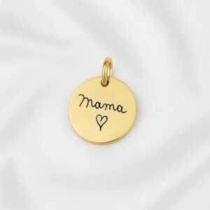 Ronde bedel met handschrift goldplated