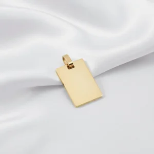 Rechthoekige gravurebedel RVS gold