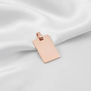 Rechthoekige gravurebedel RVS rose gold